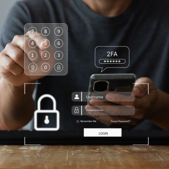 2FA increases the security of your account, Two-Factor Authentication digital screen displaying a 2fa concept, Privacy protect data and cybersecurity. Cyber information security concept.